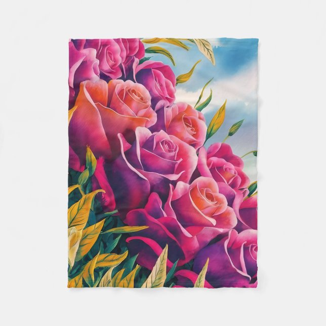 Ethereal Bloom: Abstrakte Rose Fleecedecke (Vorderseite)