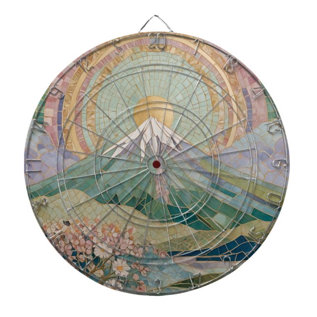 Ethereal Bloom: Pastel Mosaic Volcano in Spring Dartscheibe (vorne)