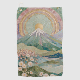 Ethereal Bloom: Pastel Mosaic Volcano in Spring Golfhandtuch