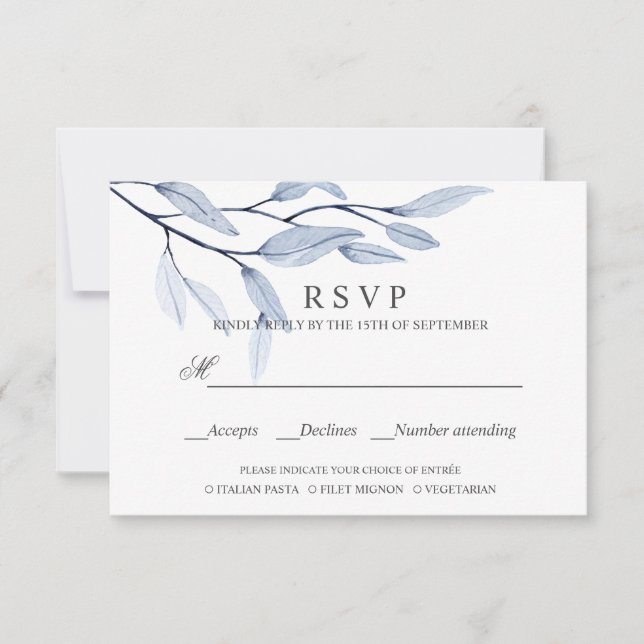 Ethereal Blue | AUSWAHL DER RSVP - MAHLZEITEN Karte (Vorderseite)