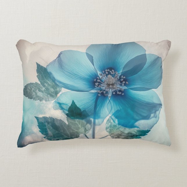 Ethereal Blue Blossom Dekokissen (Vorderseite)