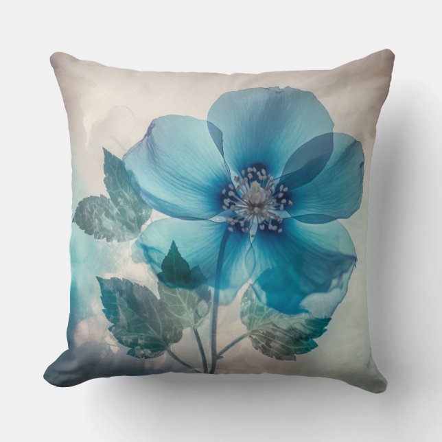 Ethereal Blue Blossom Kissen (Vorderseite)