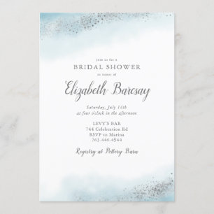 Ethereal Blue Silver Ombre Brautparty Einladung