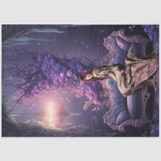 Ethereal Blumenwald Portrait einer sitzenden Dame Seidenpapier