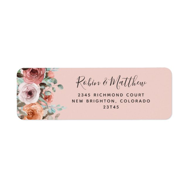 Ethereal Blush Peach Floral Rücksendeadresse (Vorne)