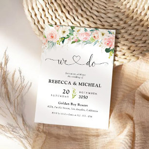Ethereal Blush Pink Roses Hochzeitsfeier Einladung