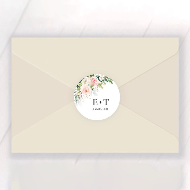 Ethereal Blush Pink Roses Wedding Runder Aufkleber (Von Creator hochgeladen)