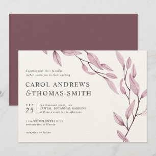Ethereal Burgundy Chic Botanical Blätter Hochzei Einladung