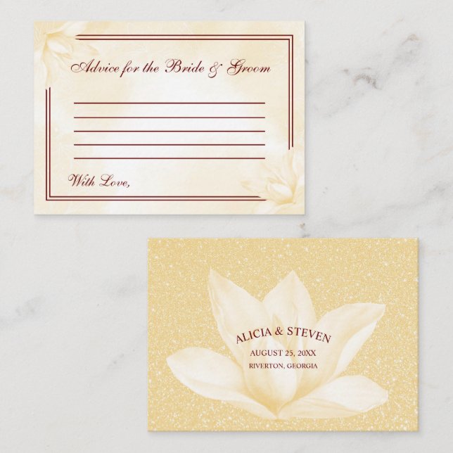 Ethereal Champagne Magnolia, Hochzeit Hinweiskarte (Vorne/Hinten)