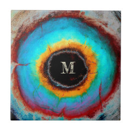 Ethereal Cosmic Eye Monogram Lebendige Abstrakte K Fliese