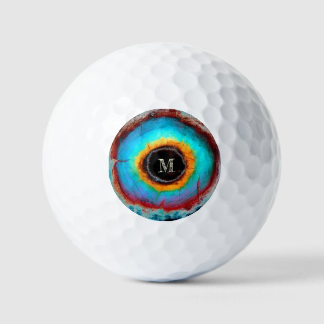 Ethereal Cosmic Eye Monogram Lebendige Abstrakte K Golfball (Vorderseite)