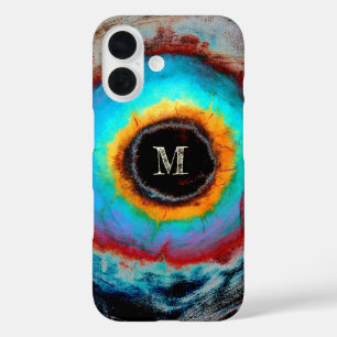 Ethereal Cosmic Eye Monogram Lebendige Abstrakte K iPhone 16 Hülle
