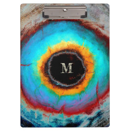 Ethereal Cosmic Eye Monogram Lebendige Abstrakte K Klemmbrett