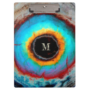 Ethereal Cosmic Eye Monogram Lebendige Abstrakte K Klemmbrett
