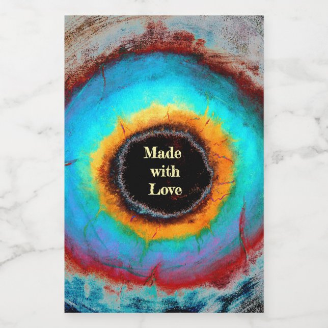 Ethereal Cosmic Eye Monogram Lebendige Abstrakte K Lebensmitteletikett (Einzelnes Label)
