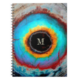 Ethereal Cosmic Eye Monogram Lebendige Abstrakte K Notizblock