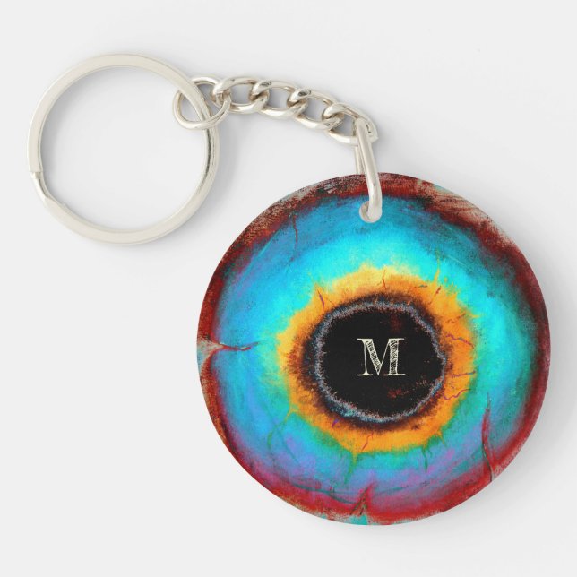 Ethereal Cosmic Eye Monogram Lebendige Abstrakte K Schlüsselanhänger (Vorderseite)