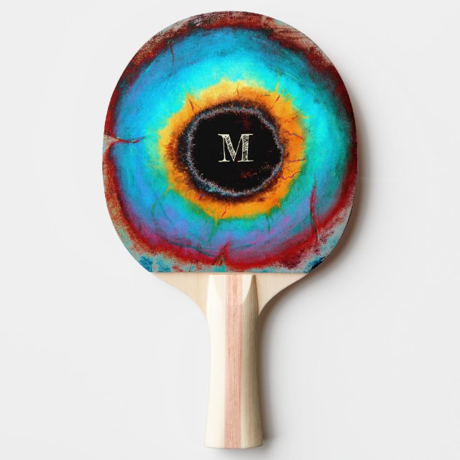 Ethereal Cosmic Eye Monogram Lebendige Abstrakte K Tischtennis Schläger (Vorderseite)