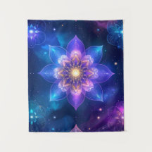 Ethereal Cosmic Lotus Tapestry