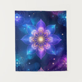 Ethereal Cosmic Lotus Tapestry Wandteppich