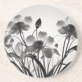 Ethereal Cosmos Bouquet zeitlos schwarz und weiß Getränkeuntersetzer