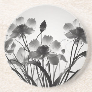 Ethereal Cosmos Bouquet zeitlos schwarz und weiß Getränkeuntersetzer