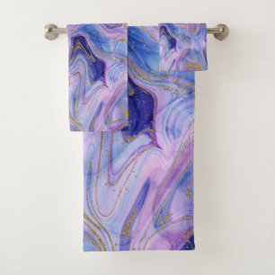 Ethereal Cotton Candy Marble Fantasy Watercolor Badhandtuch Set