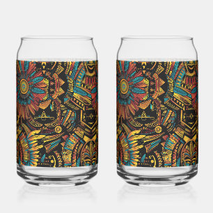 Ethereal Cyan "Aztec Dream" 16oz Glas Tumblers