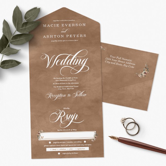 Ethereal Elegance Clay All In One Einladung (Ethereal Elegance all-in-one invitations available in 6 colorways, each echoing your unique style.)