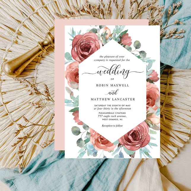 Ethereal Elegant Floral Geometrische Hochzeit Einladung (Von Creator hochgeladen)