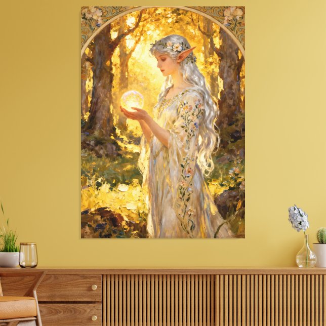 Ethereal Elf Maiden in Art Nouveau Style Leinwanddruck (Insitu (Wohnzimmer))