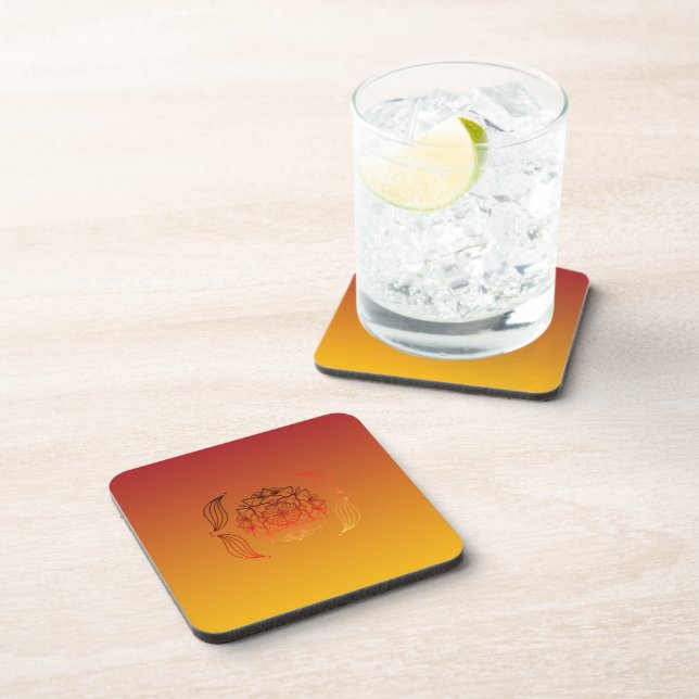 Ethereal Embers – Red & Orange Floral Art Getränkeuntersetzer (Rechte Seite)