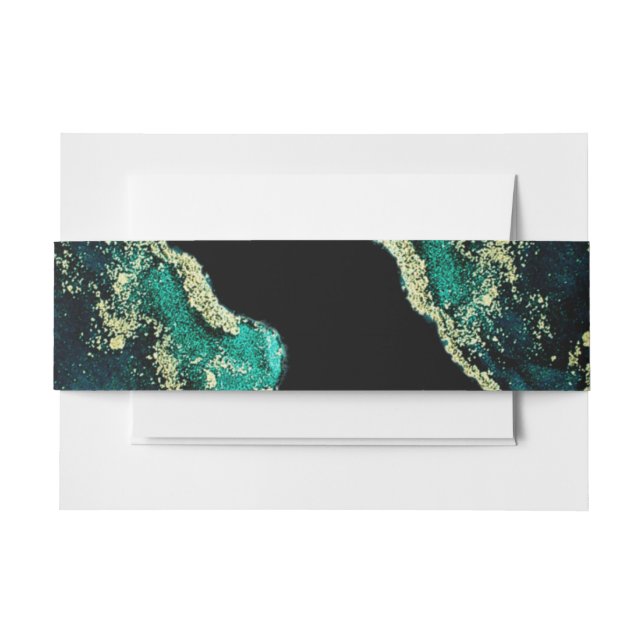 Ethereal Emerald Gree Black Gold Ink Wash Wedding Einladungsbanderole (Vorderseite Beispiel)