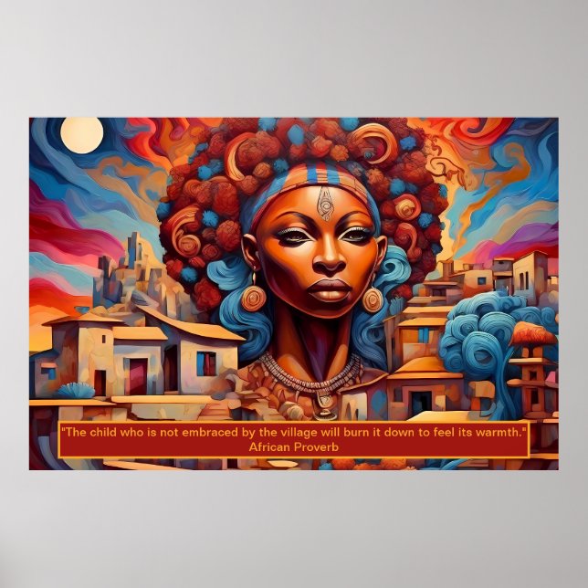 Ethereal Essence: Afrikanische Träume Portrait Mot Poster (Vorne)