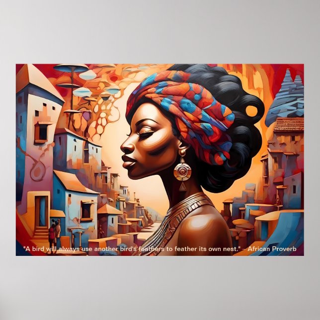 Ethereal Essence: Afrikanische Träume Portrait Mot Poster (Vorne)