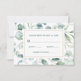 Ethereal Eukalyptus Gold Greenerity Wedding RSVP Karte