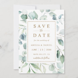 Ethereal Eukalyptus Gold Script Greenery Wedding Save The Date