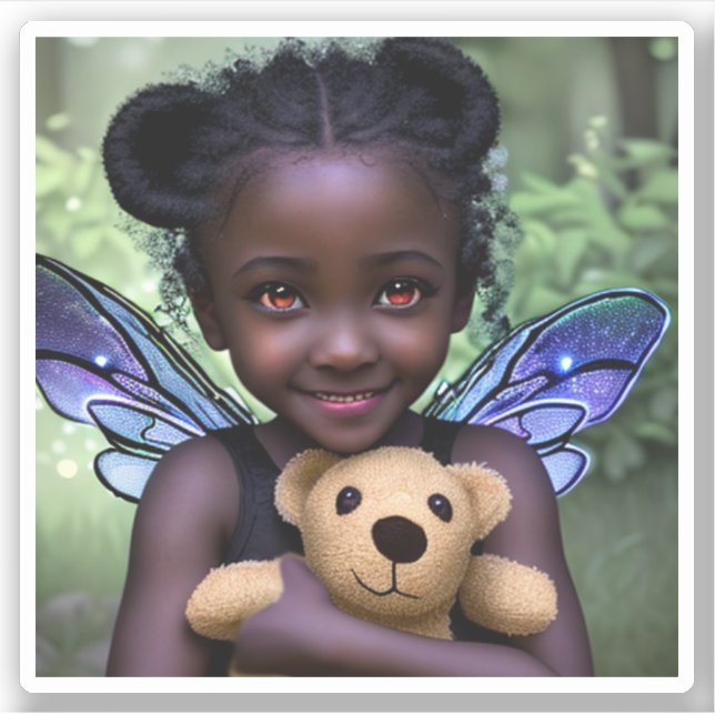 Ethereal Fairy Girl and Teddy Bear Aufkleber (Vorderseite)