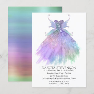 Ethereal Fairy Gown   Rainbow Ombre Pastel Sheen Einladung