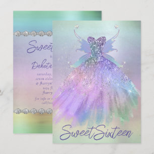 Ethereal Fairy Gown   Rainbow Ombre Pastel Sheen Einladung