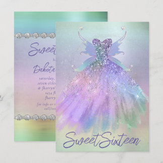 Ethereal Fairy Gown | Rainbow Ombre Pastel Sheen Einladung