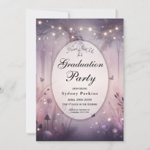 Ethereal Fairy Lights Forest Graduation Party Einladung