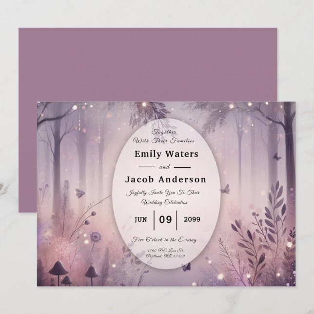 Ethereal Fairy Lights Forest Wedding Einladung (Vorne/Hinten)