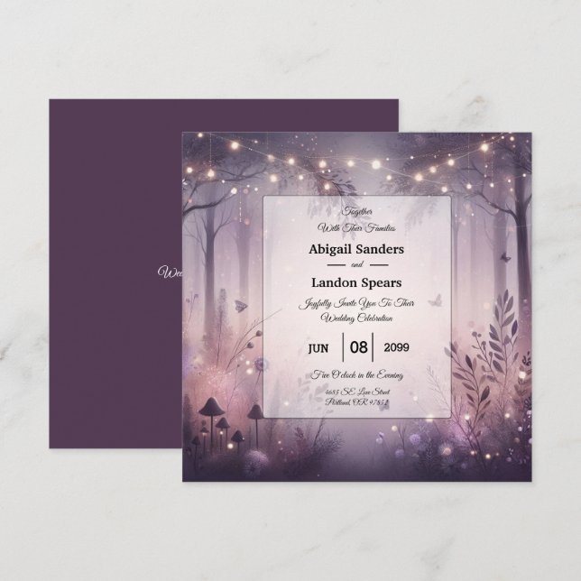 Ethereal Fairy Lights Forest Wedding Einladung (Vorne/Hinten)