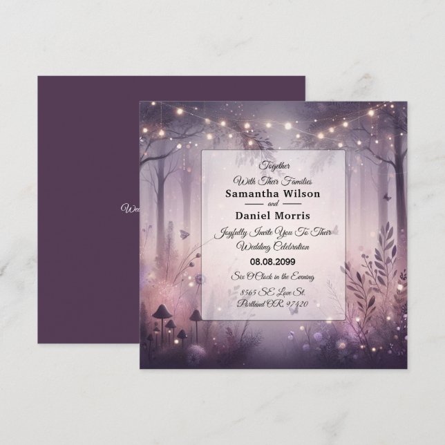 Ethereal Fairy Lights Forest Wedding Einladung (Vorne/Hinten)