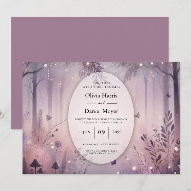 Ethereal Fairy Lights Forest Wedding Einladung (Vorne/Hinten)