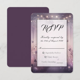 Ethereal Fairy Lights Forest Wedding RSVP Karte