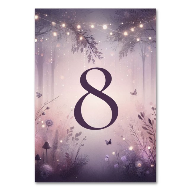 Ethereal Fairy Lights Forest Wedding Tischnummer (Vorderseite)