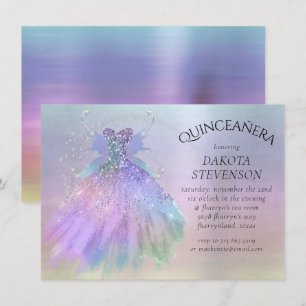 Ethereal Fairy Wing Gown Rainbow Pastel Sheen Einladung
