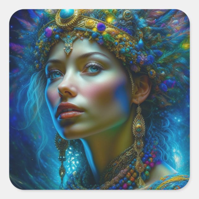 Ethereal Fantasy Art Prinzessin Warrior Beautiful Quadratischer Aufkleber (Vorderseite)